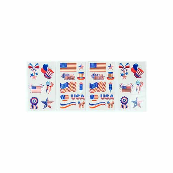 6 Patriotic Themed Temporary Tattoos (One Sheet)