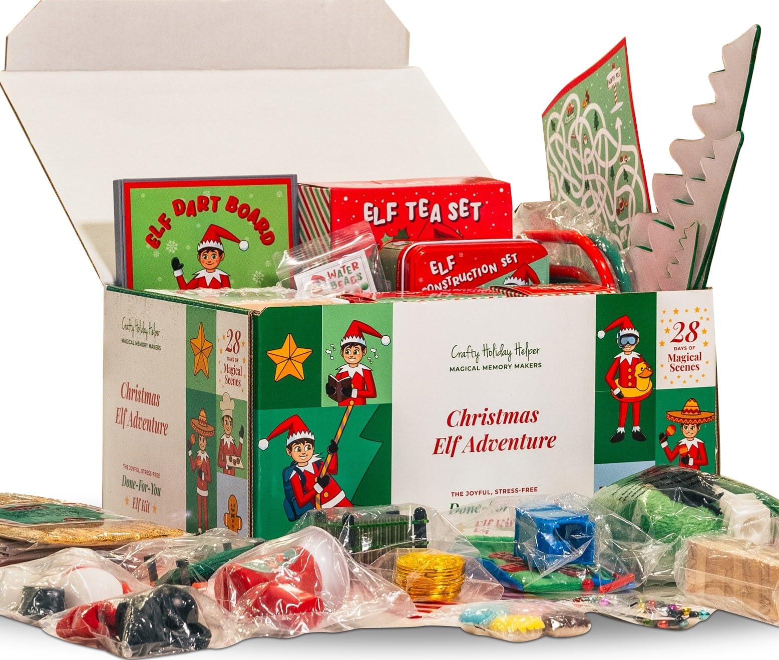 Christmas Elf Adventure ULTIMATE (Same Kit Each Year) – 28-day Christmas Elf Kit, Christmas Countdown Gifts, Elf Props & Accessories, Holiday Decorations